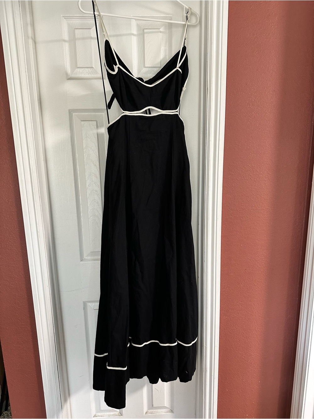 Hello Molly Island Dreamer Maxi Black Dress with White Trim